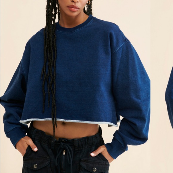 Good American Jeanius Indigo Denim Sweatshirt (set available) - Picture 8 of 10